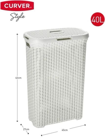 Корзина для белья пластиковая Curver Natural Style 40 л 00709 кремовая, прочная и удобная | Зображення 6