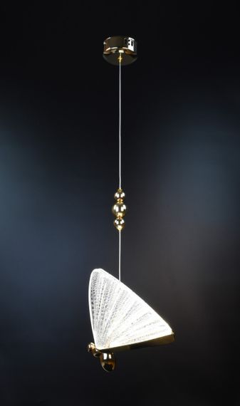 Люстра світлодіодна підвісна LED світильник для квартири на стелю лед 26051 Золото 30-120х22х16 см. | Зображення 9