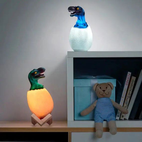 Дитячий світильник SUNROZ 3D Dinosaur Lamp лампа-нічник "Динозаврик у яйці" з пультом ДУ | Зображення 2