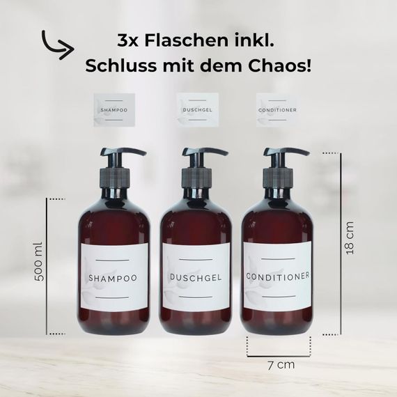 Полиця для душу QOSI з 3 флаконами, без свердління, з нержавіючої сталі, чорна | Зображення 3