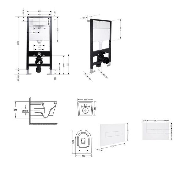 Готовое решение Qtap для ванной комнаты: подвесной унитаз Swan Ultra Quiet 520x360x320 + комплект инсталляции Standard (линейная | Зображення 1