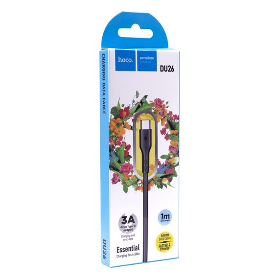 Кабель для зарядки телефона. USB Hoco DU26 Long 8mm Plug Type-C 3A | Зображення 1