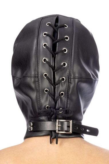 Капюшон с кляпом для БДСМ Fetish Tentation BDSM hood in leatherette with removable gag | Зображення 1