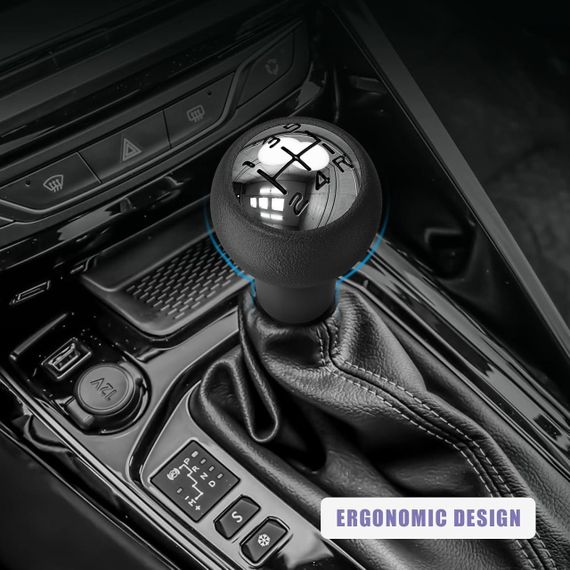 Ручка перемикання передач 5-ступінчаста, змінна головка коробки передач автомобіля для Peugeot Citroen ручка КПП чорний із сріблом | Зображення 4