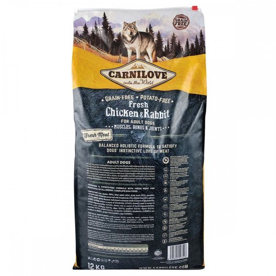 Корм сухий Carnilove Fresh Chicken and Rabbit for Adult dogs для дорослих собак усіх порід з куркою та кроликом 12 кг | Зображення 3