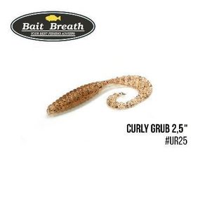 Силіконова приманка, Їстівний силікон Bait Breath Curly Grub 2,5" (12шт) (Ur25 clear/gold/orange/seed)