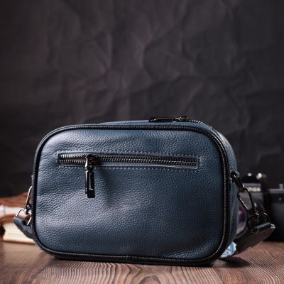 Сумка Vintage Шкіряна жіноча через плече на одне відділення Синя (22385) | Зображення 3
