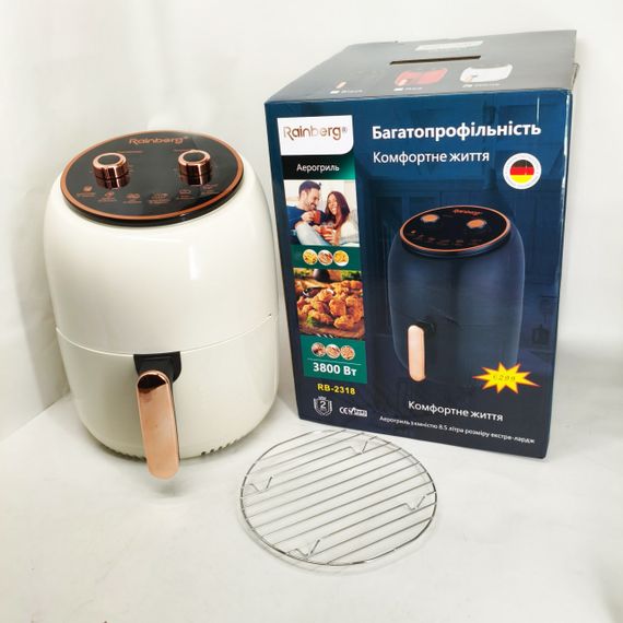 Аэрофритюрница для приготовления на воздухе Rainberg RB-2318 3800Вт 8.5л, Мультипечь с автоотключением OW-13 | Зображення 2