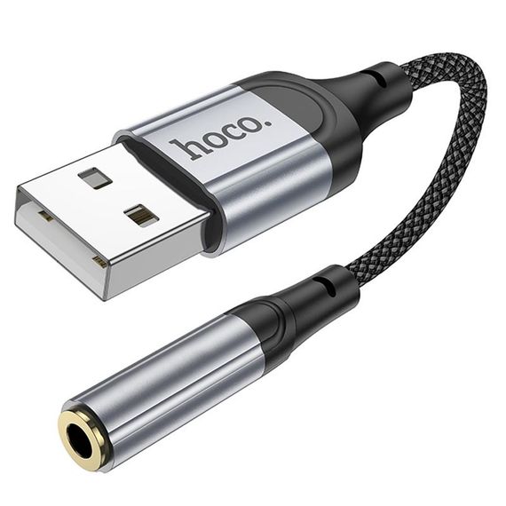 Переходник Hoco LS36 Fresh USB to 3,5 AUX Black | Зображення 1