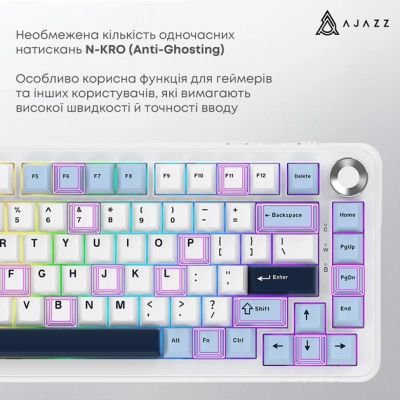 Клавиатура Ajazz AK820 MAX PLUS Daydream Switch RGB Wireless/Bluetooth/USB White (AK820MAX-DD-BWD) | Зображення 2