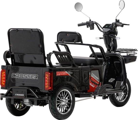 Электротрайк Crosser Transit TR-5 1500W 72V 24Ah, грузовой трехколесный электроскутер до 60 км, 3 места Чорний | Зображення 3