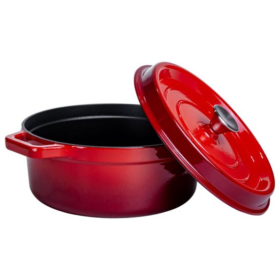 Кокотниця чавунна емальована 5,5 л, червоний Yiwu HP-FLG-5 RED | Зображення 2