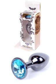 Анальная пробка - Jewellery Dark Silver PLUG- Light Blue Sex Aura