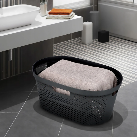 Кошик для білизни пластиковий Curver Infinity 40 л 04755 темно-сірий, міцний і зручний | Зображення 7