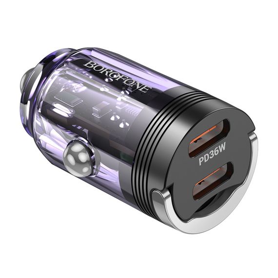 АЗП Borofone BZ29B Outstanding PD36W (2USB-C) Transparent purple | Зображення 1