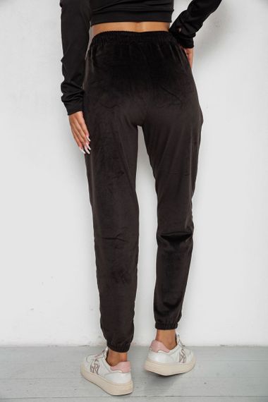 Спортивные штаны велюровые женские на флисе, цвет черный, 238R58644 | Зображення 3