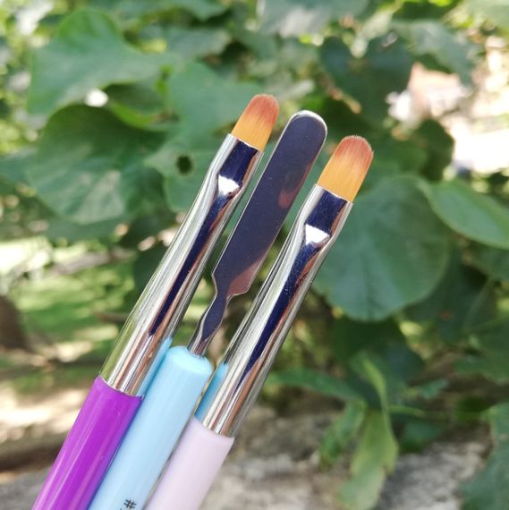 Кисть-язычок №6 для полигеля со шпателем (без колпачков) | Зображення 1