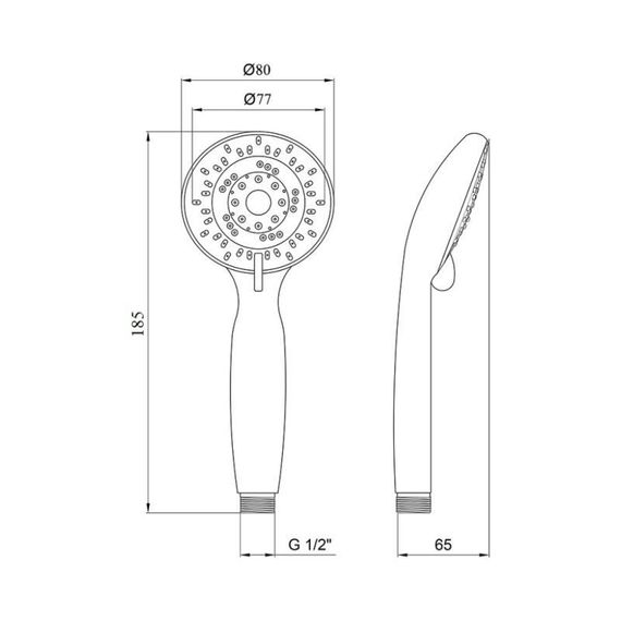 Лейка для ручного душа Лейки Lidz Niagara 05 80 мм округлая LDNIA05CRM22037 Chrome | Зображення 1