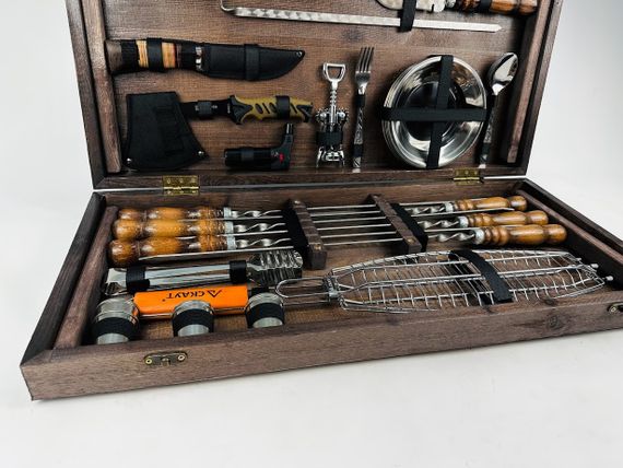 Подарочный набор для пикника GRILL MASTER Кизляр ручной работы (шампура и аксессуары). | Зображення 3