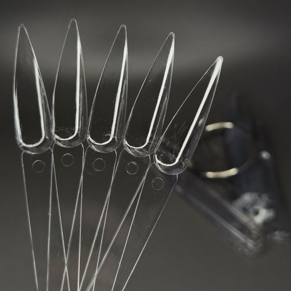 Типсы стилет на кольце (25шт) прозрачные
