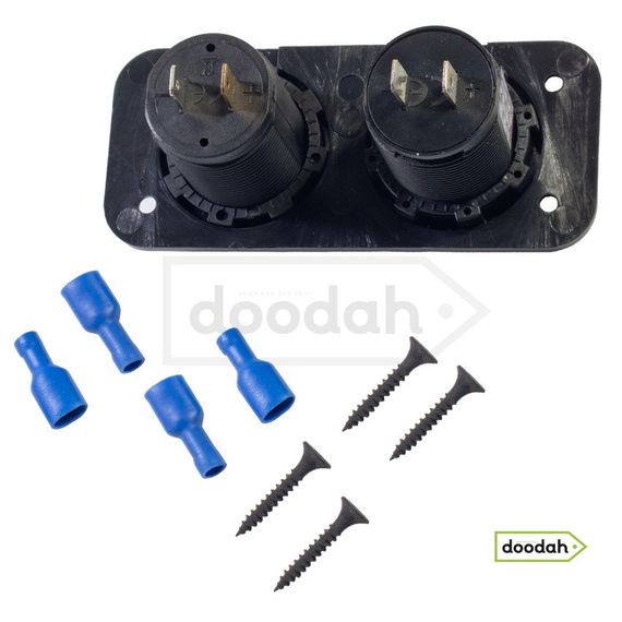 Авто / Мото USB зарядний пристрій - Recessed Twin Volt Blue, IP54 | Зображення 1