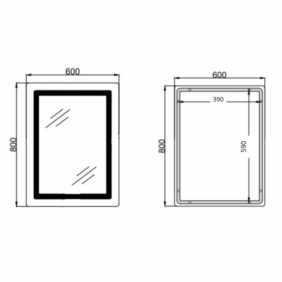 Дзеркало Qtap Cardinal (CA2) 600х800 з LED-підсвіткою Touch, з антизапотіванням, з димером, темп. кольору (3000-6500K) Reverse | Зображення 1