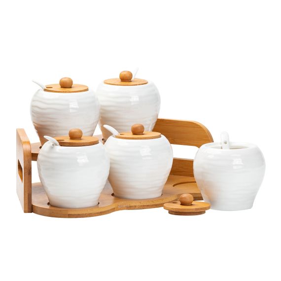 Набір банок для сипучих продуктів з 5 штук по 250 мл порцелянаовий HP1253 HP1253 | Зображення 3