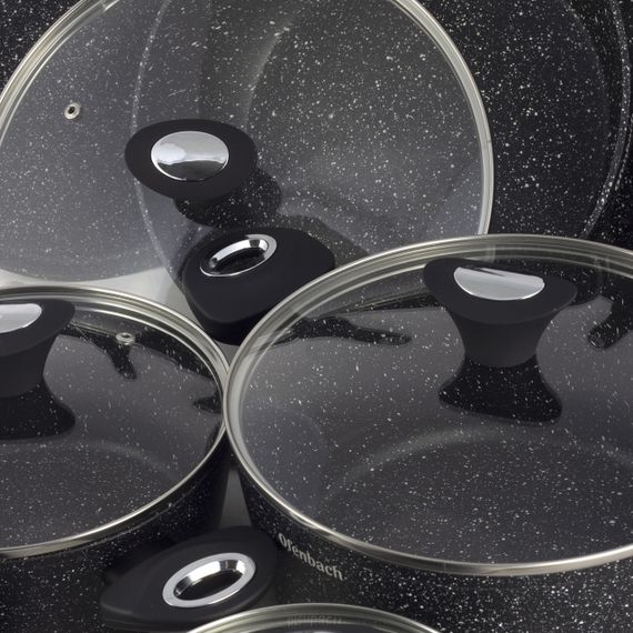 Набор посуды Black Marble из 12 предметов с подставками | Зображення 8