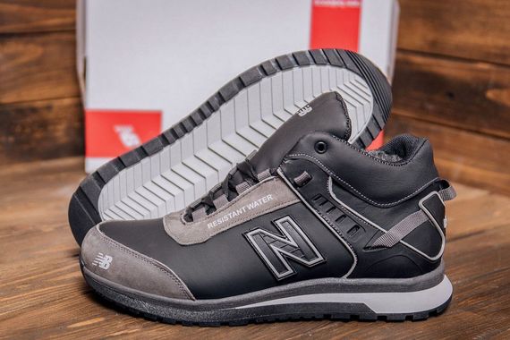шкіряні зимові кросівки New Balance колір сірий /чорний