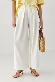 Штани-палаццо у комплекті з ременем - молочний цвет, XL (є розміри)