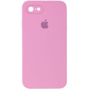 Чохол Silicone Case Square Full Camera Protective (AA) для Apple iPhone 7 / 8 / SE (2020) (4.7") Рожевий / Light pink
