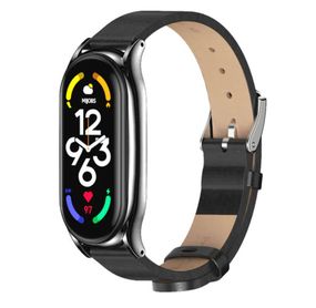 Кожаный ремешок Primo Mijobs для фитнес-браслета Xiaomi Mi Smart Band 7 - Black