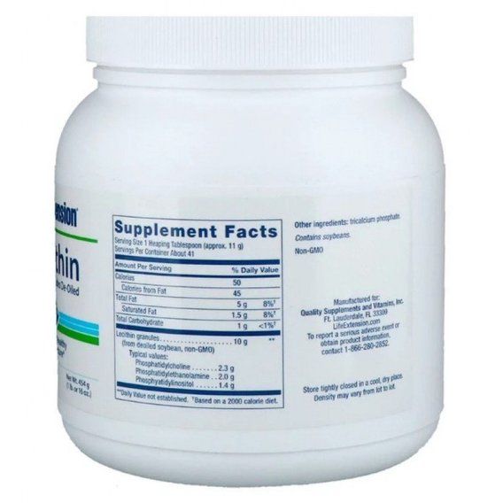 Лецитин Life Extension Lecithin, 16 oz 454 g /41 servings/ LEX-02016 | Зображення 1