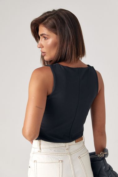 Эластичная женская майка - черный цвет, L (есть размеры) | Зображення 1