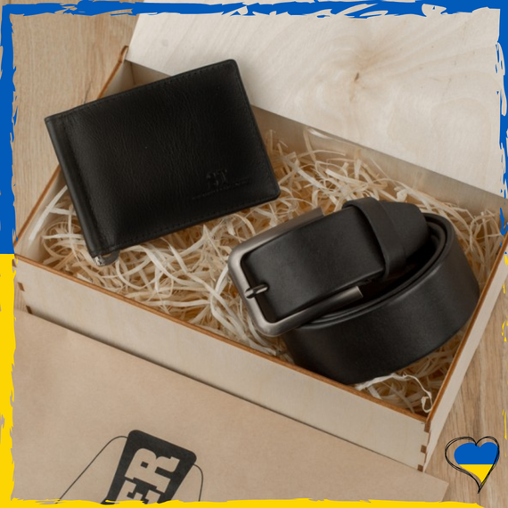 Набір подарунковий для чоловіка Leather Collection (портмоне і ремінь) натуральна шкіра