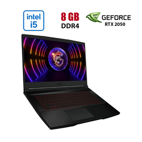 Игровой ноутбук MSI GF63 Thin 12UCX-443NEU / 15.6" (1920x1080) IPS / Intel Core i5-12450H (8 (12) ядер по 3.3 - 4.4 GHz) / 8 GB DDR4 / 512 GB SSD / nVidia GeForce RTX 2050, 4 GB GDDR6, 64-bit / WebCam б/у