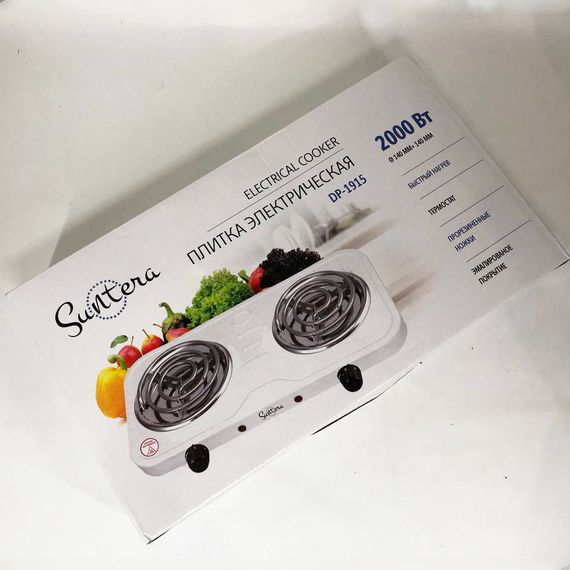 Електроплита 2 комфорки Suntera DP-1915 біла, Електроплита BC-687 двоконфоркова настільна | Зображення 2