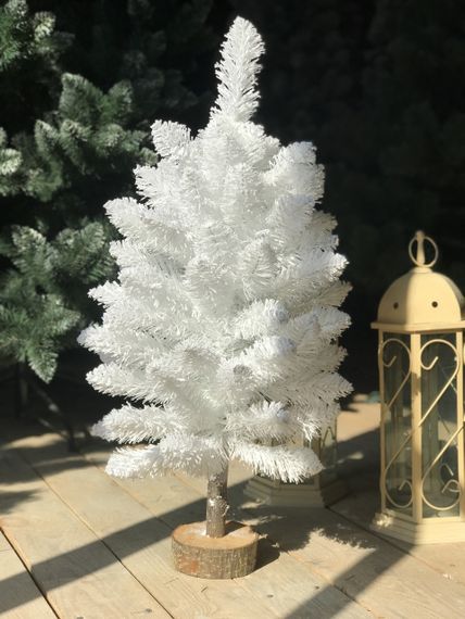 Настольная искусственная ёлочка Elegant 65 см на пне белая со снегом