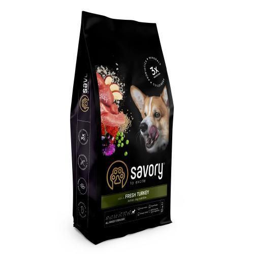 Сухой корм Savory All Breed для стерилизованных собак всех пород, со свежей индейкой, 12 кг