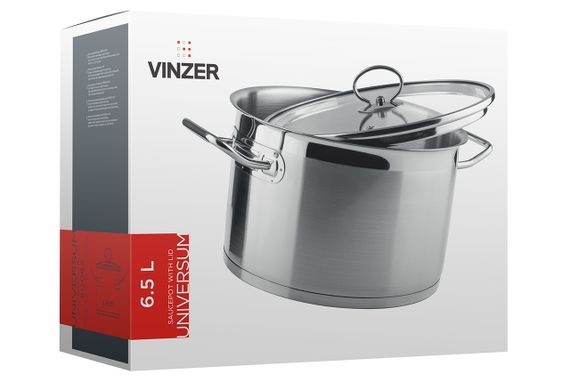 Каструля Vinzer Universum 50064, 6.5 л, 24 см, з нержавіючої сталі з кришкою, для всіх типів плит | Зображення 3