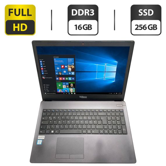 Ноутбук Tuxedo Book BU1505 / 15.6" (1920x1080) TN / Intel Core i7-6500U (2 (4) ядра по 2.5 - 3.1 GHz) / 16 GB DDR3 / 256 GB SSD / Intel HD Graphics 520 / WebCam б/у