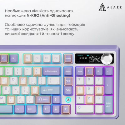 Клавиатура Ajazz AK980 Clear Sky Switch Purple RGB USB/Wireless/Bluetooth UA Purple (AK980-CS-PWB) | Зображення 6