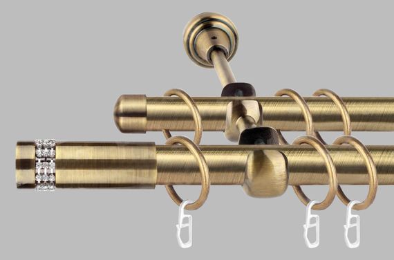 Карниз для штор дворядний металевий 19 мм, Хантос (комплект) 200 див.