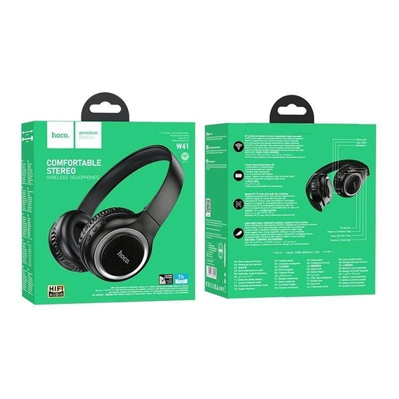 Беспроводные наушники c микрофоном Hoco W41 Bluetooth + слот microSD Черные | Зображення 2