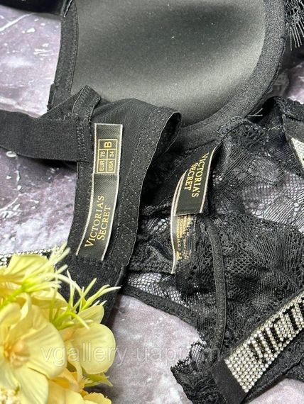 Мереживний комплект Вікторія Сикрет зі стразами, Бюстгальтер На Поролоні, Мереживний Комплект Victoria's Secret | Зображення 5