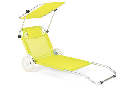 Шезлонг лежак Outtec Sun с козырьком желтой