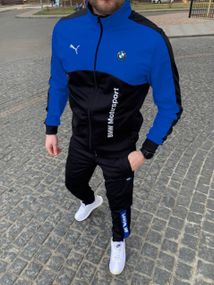 Мужской спортивный костюм BMW двухцветный SE0003 цвет черно-синий, размер XL