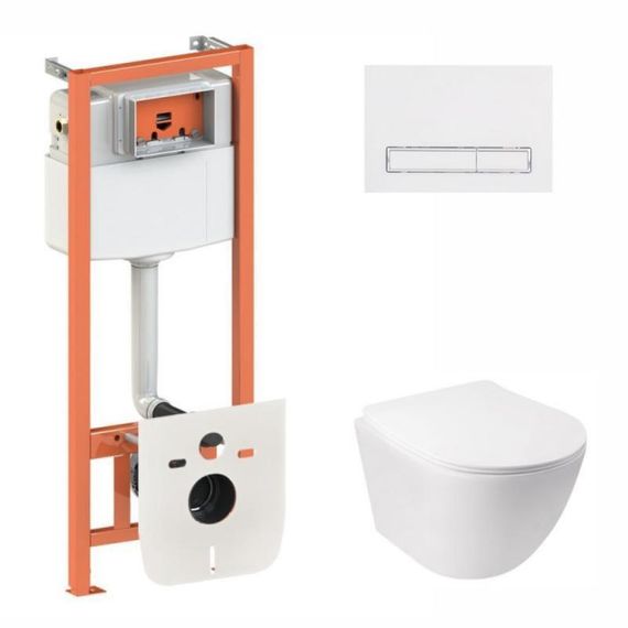 Готове рішення Qtap для ванної кімнати: підвісний унітаз Jay Ultra Quiet 485x360x320 + комплект інсталяції Nest 4 в 1 (лінійна