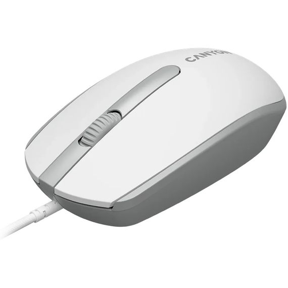 Мышь компьютерная проводная Canyon M-10 White/Gray CNE-CMS10WG светло-серая | Зображення 1
