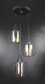 Люстра підвісна LOFT на 3 лампочки 26190 Чорний 40-110х35х35 см.